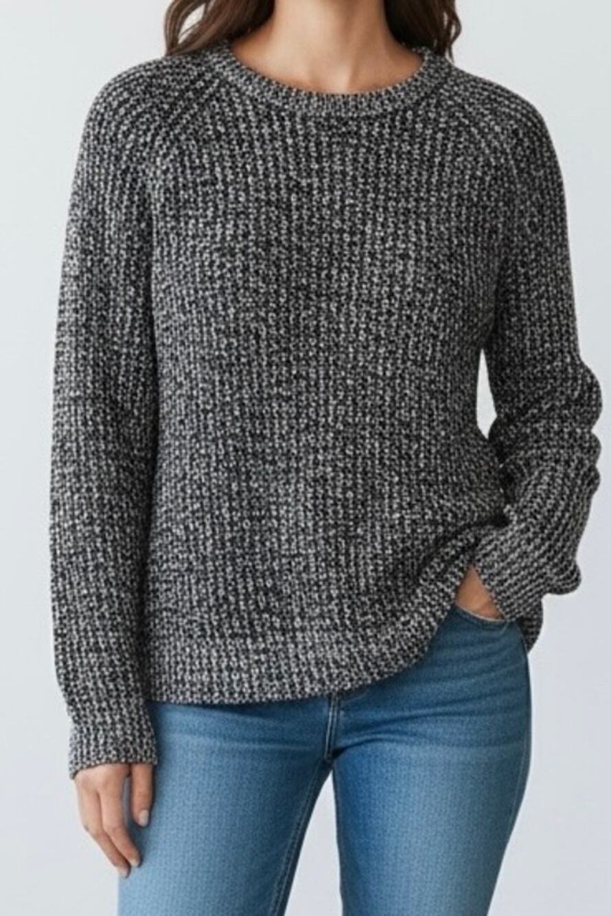 a.n.a a new approach Womens Medium Sweater Crewneck Black Cotton Acrylic